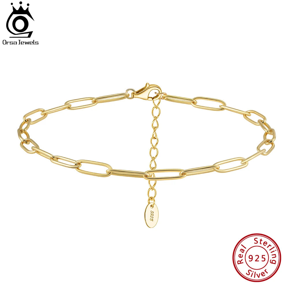 Trondheim 14k Gold Paperclip Chain Anklet