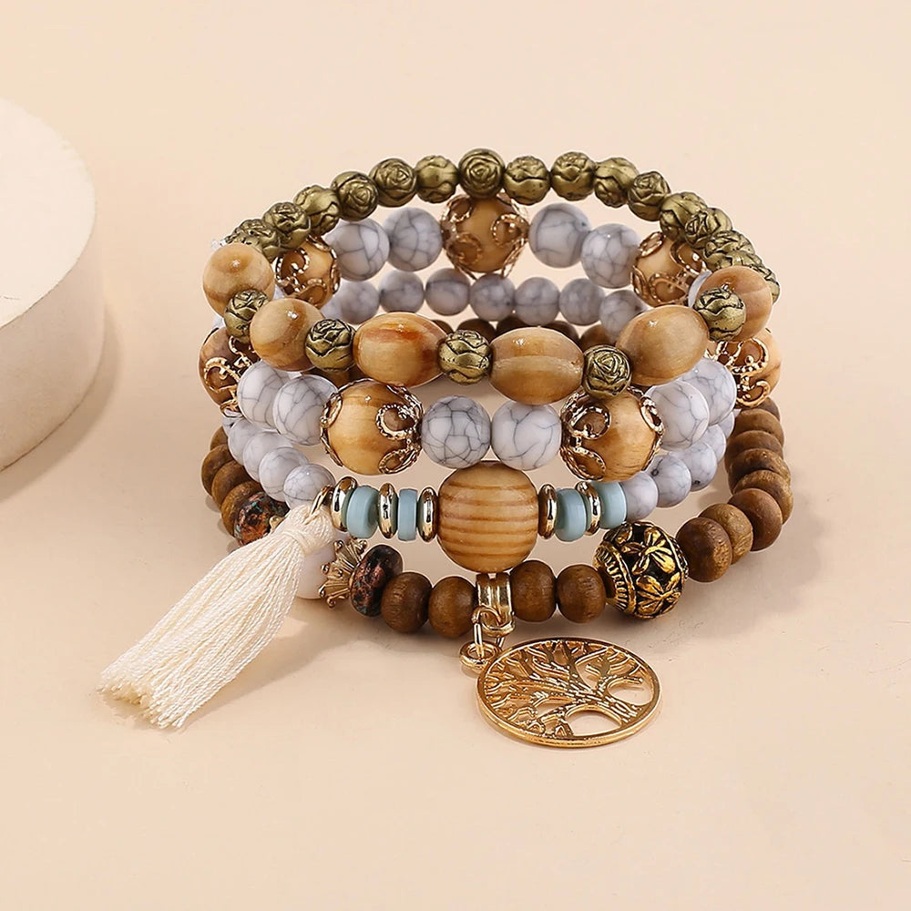 Hallein Wooden Bead Bracelet Set