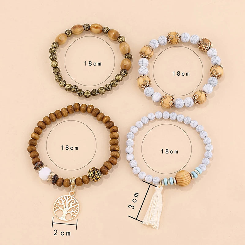 Hallein Wooden Bead Bracelet Set
