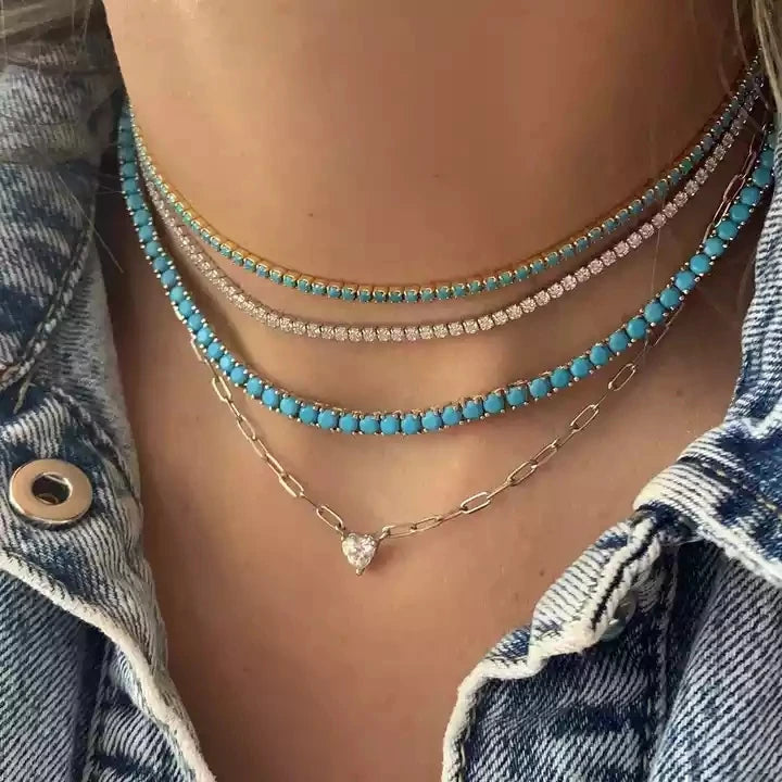 Jupiter Island Turquoise Tennis Necklace or Bracelet